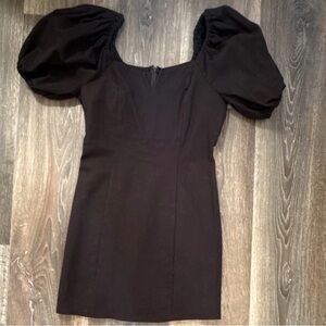 Chic Black Puff Sleeve Mini Dress